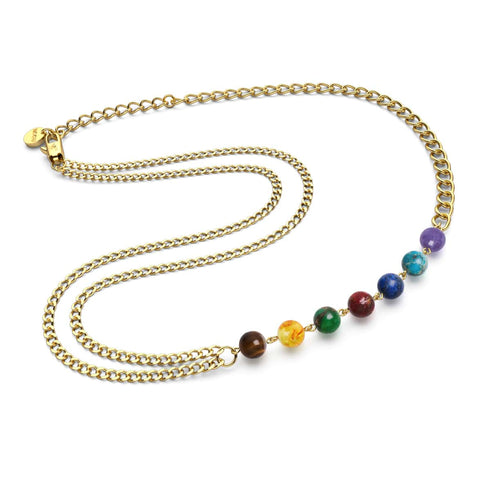 Regenbogenchakra | Halskette mit 7 Edelsteinen | Gold